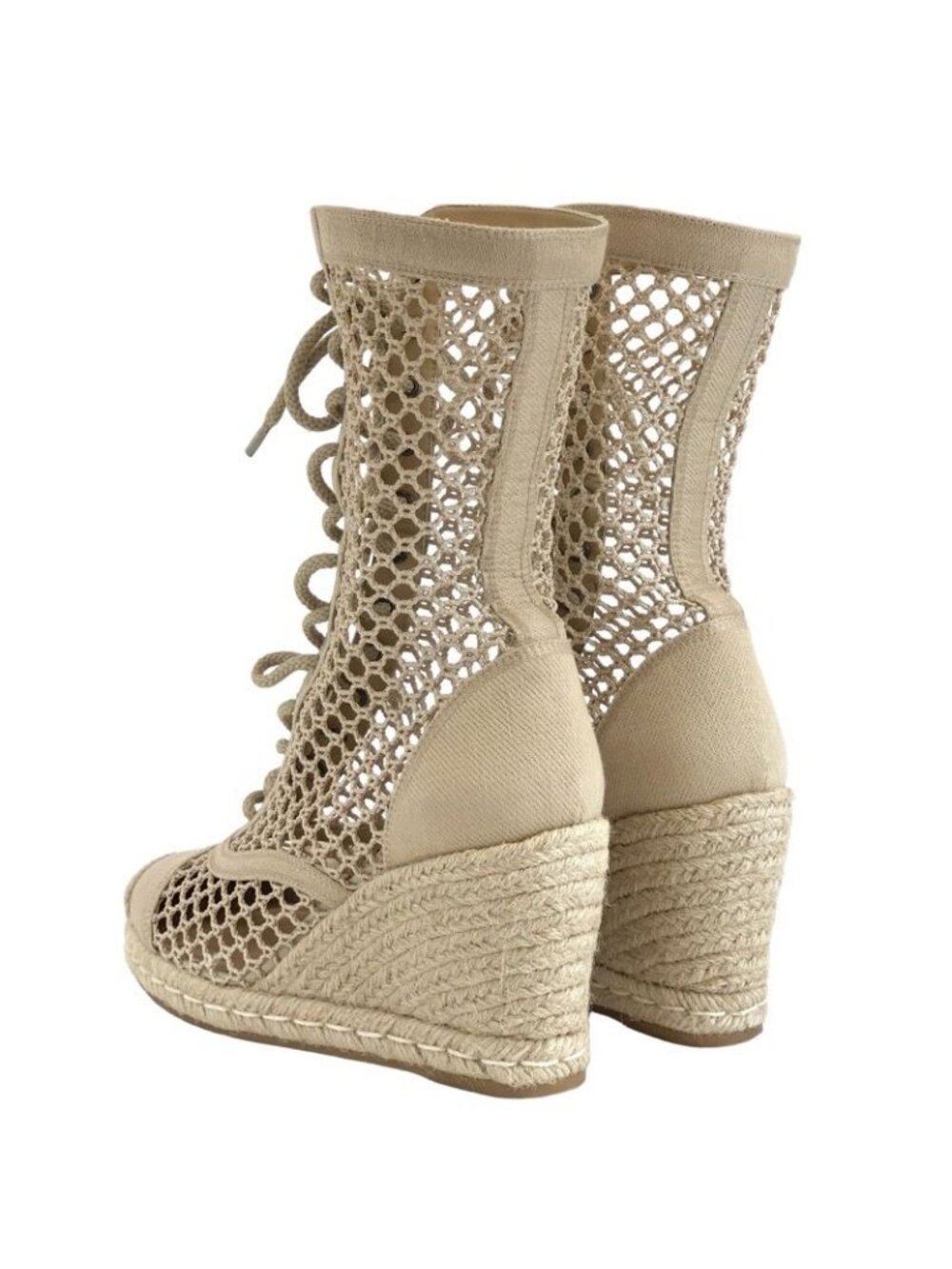 Christian Dior Nayghtily-d Boots Short Shoes Fabric Beige Lace Up Braided - Picture 5 of 10